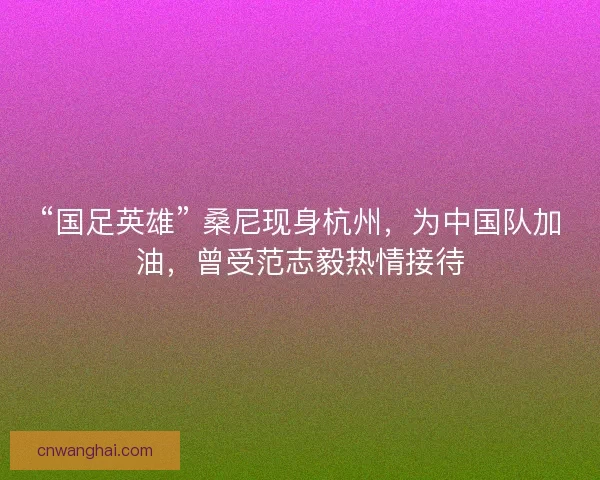 “国足英雄” 桑尼现身杭州，为中国队加油，曾受范志毅热情接待