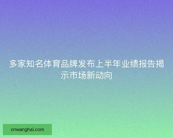 多家知名体育品牌发布上半年业绩报告揭示市场新动向